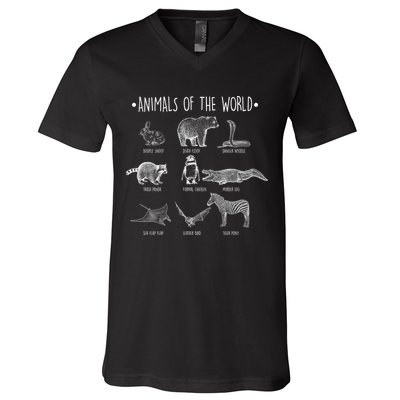 Animals Of the World Funny Wildlife V-Neck T-Shirt
