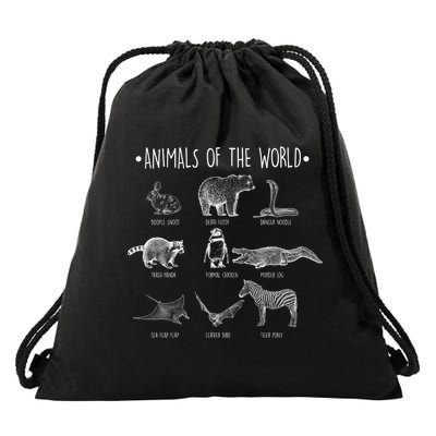 Animals Of the World Funny Wildlife Drawstring Bag