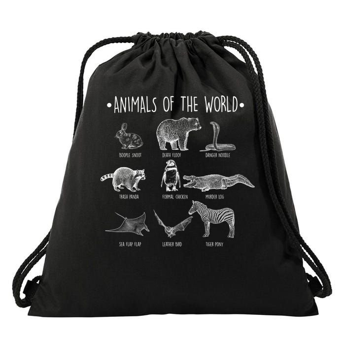 Animals Of the World Funny Wildlife Drawstring Bag