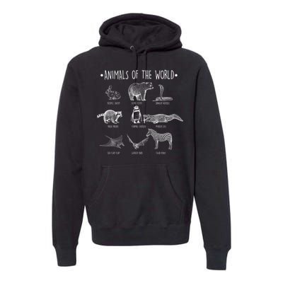 Animals Of the World Funny Wildlife Premium Hoodie