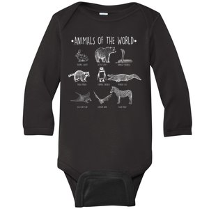 Animals Of the World Funny Wildlife Baby Long Sleeve Bodysuit