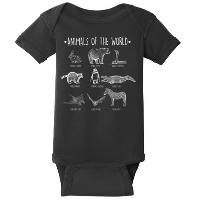 Animals Of the World Funny Wildlife Baby Bodysuit