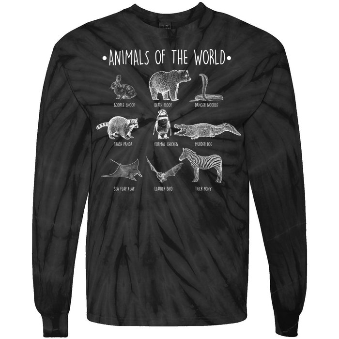 Animals Of the World Funny Wildlife Tie-Dye Long Sleeve Shirt