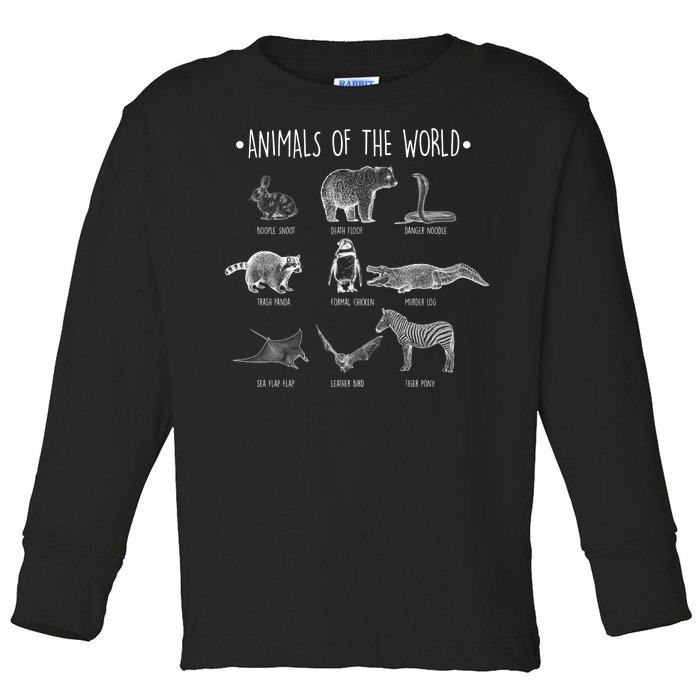 Animals Of the World Funny Wildlife Toddler Long Sleeve Shirt