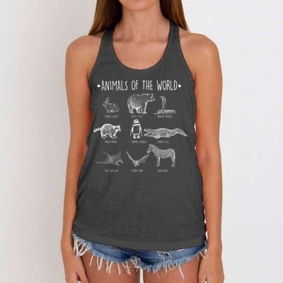 Animals Of the World Funny Wildlife Women's Knotted Racerback Tank