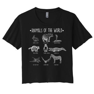 Animals Of the World Funny Wildlife Women's Crop Top Tee