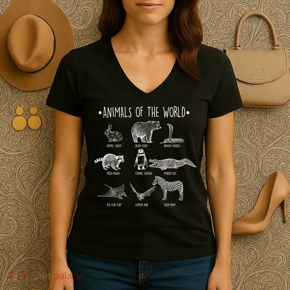 Animals Of the World Funny Wildlife Women's V-Neck T-Shirt