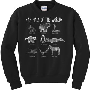 Animals Of the World Funny Wildlife Kids Sweatshirt