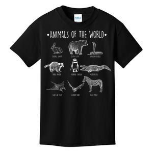 Animals Of the World Funny Wildlife Kids T-Shirt