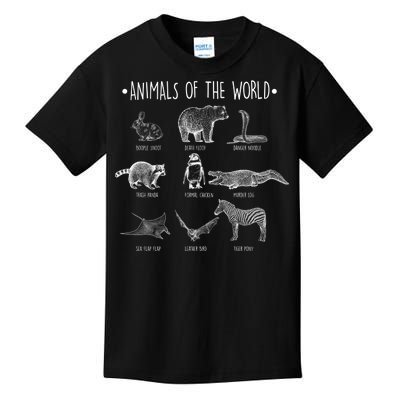 Animals Of the World Funny Wildlife Kids T-Shirt