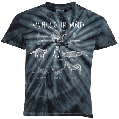 Animals Of the World Funny Wildlife Kids Tie-Dye T-Shirt