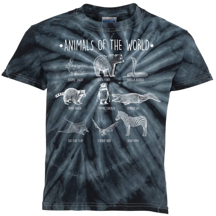 Animals Of the World Funny Wildlife Kids Tie-Dye T-Shirt