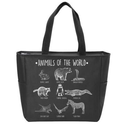 Animals Of the World Funny Wildlife Zip Tote Bag