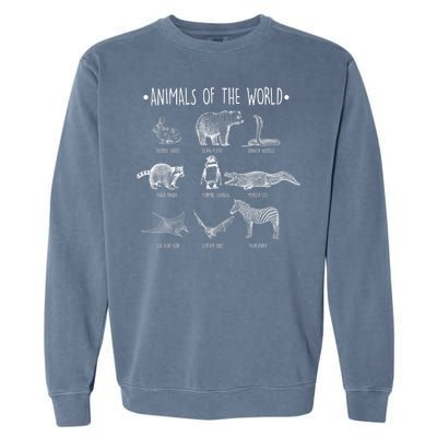 Animals Of the World Funny Wildlife Garment-Dyed Sweatshirt