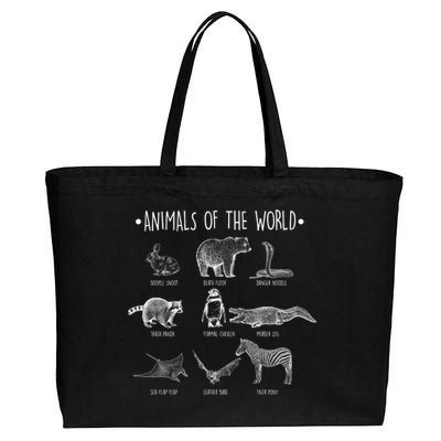 Animals Of the World Funny Wildlife Cotton Canvas Jumbo Tote