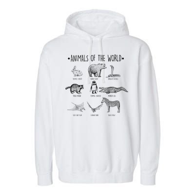 Animals Of the World Funny Wildlife Garment-Dyed Fleece Hoodie