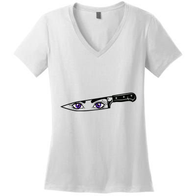 Anime Bautiful Eyes Blade Vintage Women's V-Neck T-Shirt