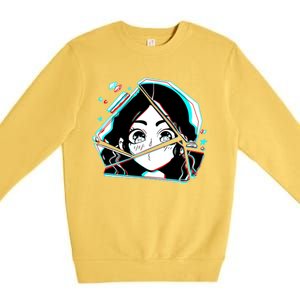 Anime Broken Glass Sparkle Eyes Premium Crewneck Sweatshirt