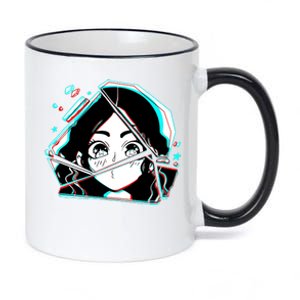 Anime Broken Glass Sparkle Eyes 11oz Black Color Changing Mug