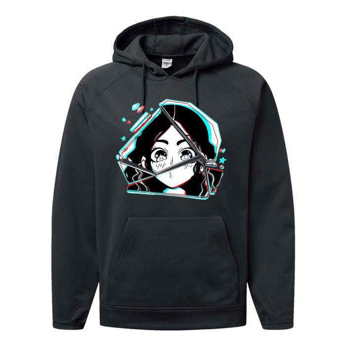 Anime Broken Glass Sparkle Eyes Performance Fleece Hoodie