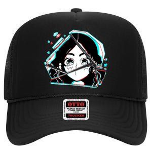 Anime Broken Glass Sparkle Eyes High Crown Mesh Back Trucker Hat