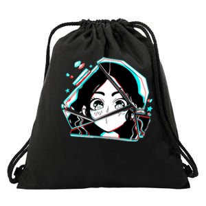 Anime Broken Glass Sparkle Eyes Drawstring Bag