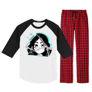 Anime Broken Glass Sparkle Eyes Raglan Sleeve Pajama Set