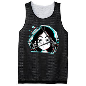 Anime Broken Glass Sparkle Eyes Mesh Reversible Basketball Jersey Tank