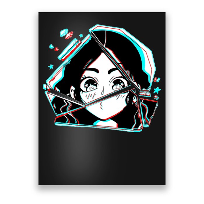 Anime Broken Glass Sparkle Eyes Poster