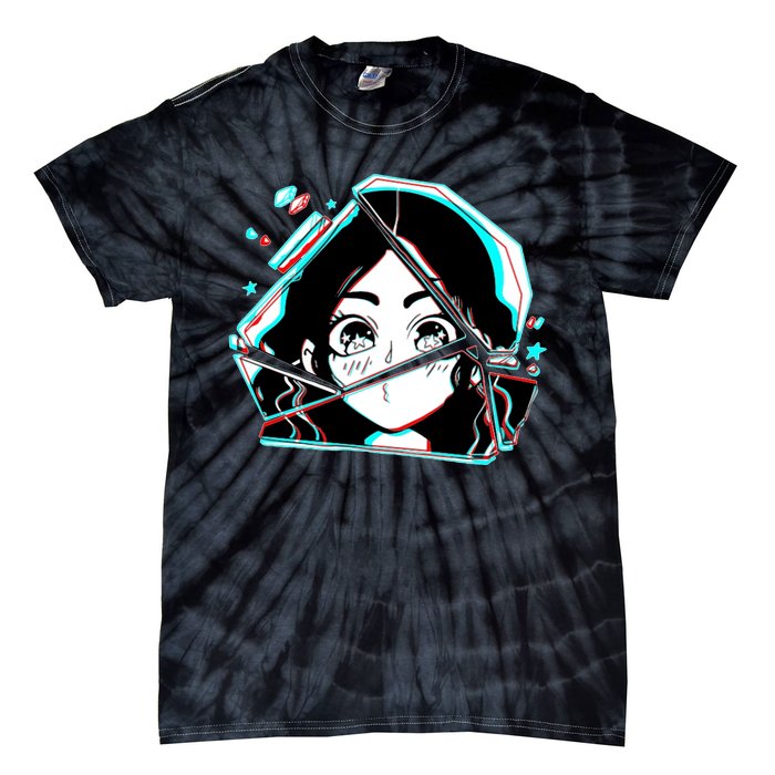 Anime Broken Glass Sparkle Eyes Tie-Dye T-Shirt