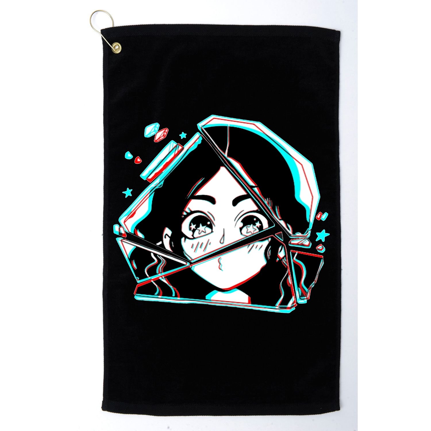 Anime Broken Glass Sparkle Eyes Golf Towel