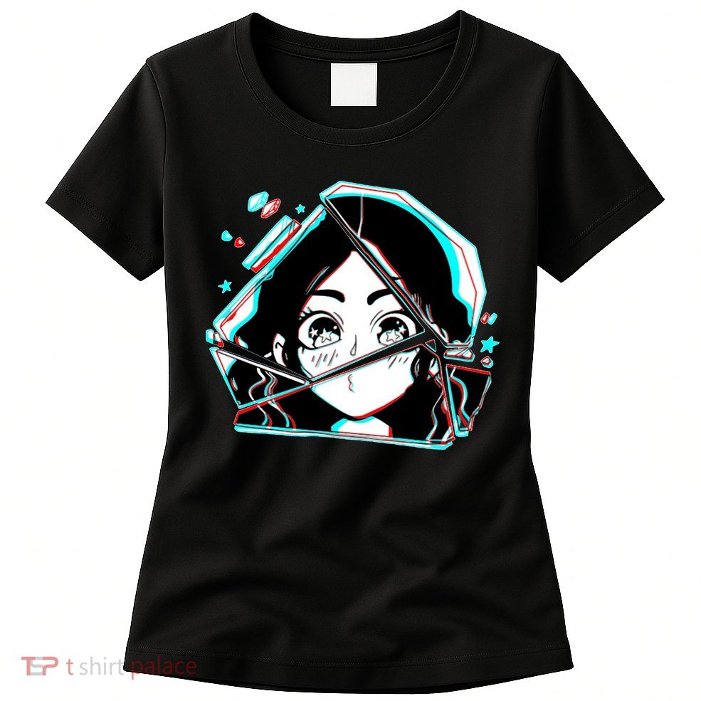 Anime Broken Glass Sparkle Eyes Womens T-Shirt