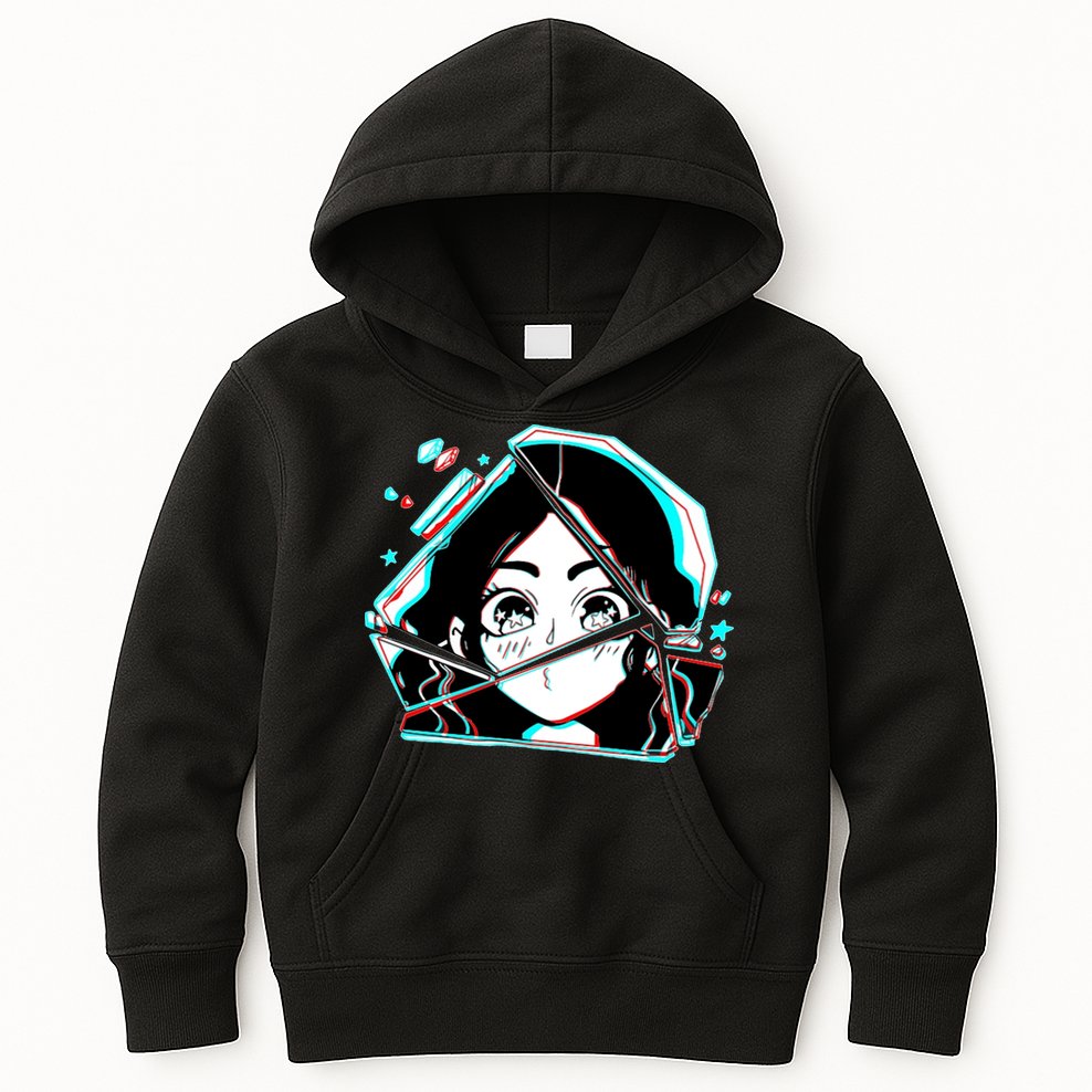 Anime Broken Glass Sparkle Eyes Kids Hoodie