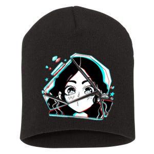 Anime Broken Glass Sparkle Eyes Short Acrylic Beanie