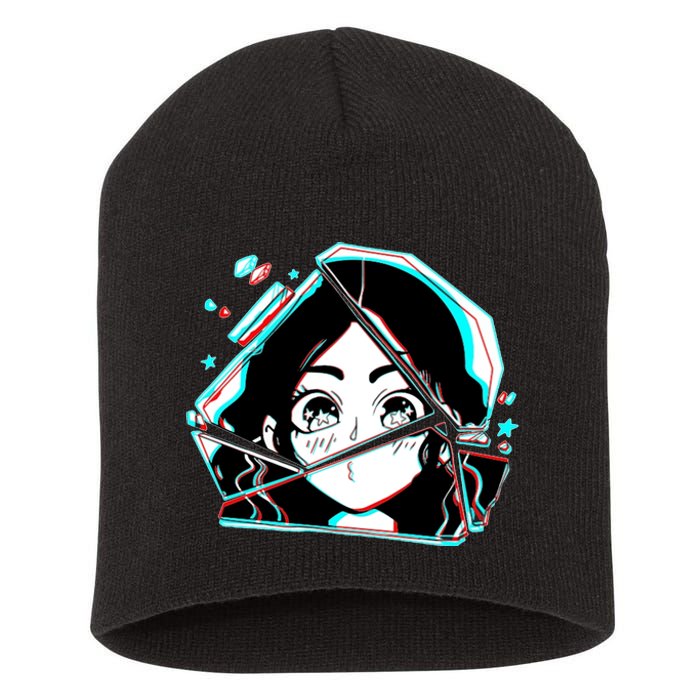 Anime Broken Glass Sparkle Eyes Short Acrylic Beanie