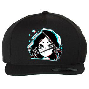 Anime Broken Glass Sparkle Eyes Wool Snapback Cap