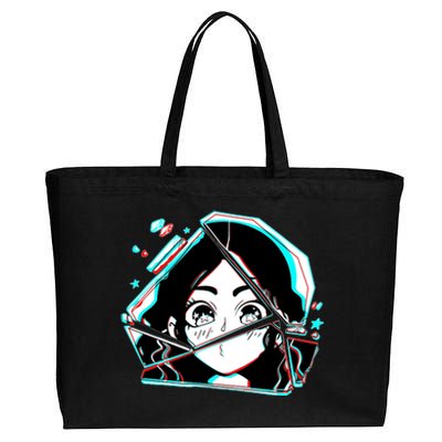 Anime Broken Glass Sparkle Eyes Cotton Canvas Jumbo Tote