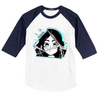 Anime Broken Glass Sparkle Eyes Baseball Sleeve Shirt