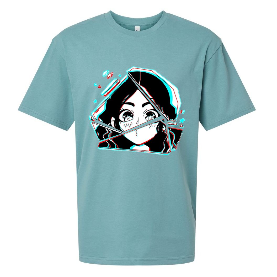 Anime Broken Glass Sparkle Eyes Sueded Cloud Jersey T-Shirt