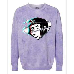 Anime Eyes Broken Glass Colorblast Crewneck Sweatshirt