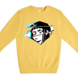 Anime Eyes Broken Glass Premium Crewneck Sweatshirt