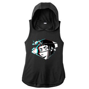 Anime Eyes Broken Glass Ladies PosiCharge Tri-Blend Wicking Draft Hoodie Tank