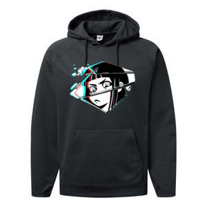 Anime Eyes Broken Glass Performance Fleece Hoodie