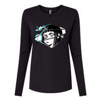 Anime Eyes Broken Glass Womens Cotton Relaxed Long Sleeve T-Shirt