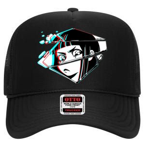 Anime Eyes Broken Glass High Crown Mesh Back Trucker Hat