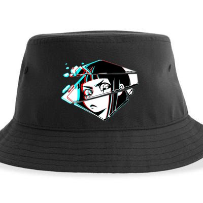 Anime Eyes Broken Glass Sustainable Bucket Hat