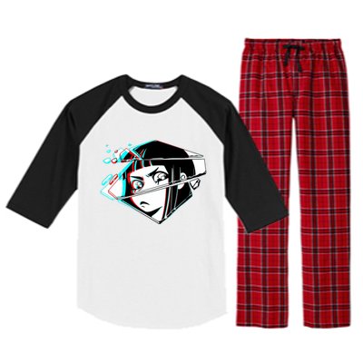 Anime Eyes Broken Glass Raglan Sleeve Pajama Set