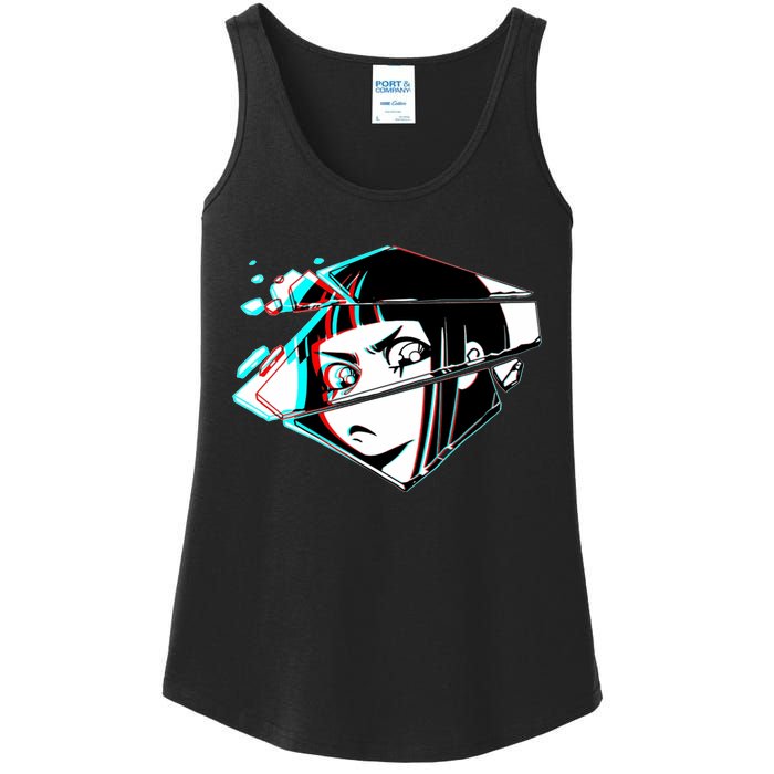 Anime Eyes Broken Glass Ladies Essential Tank