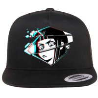 Anime Eyes Broken Glass Flat Bill Trucker Hat