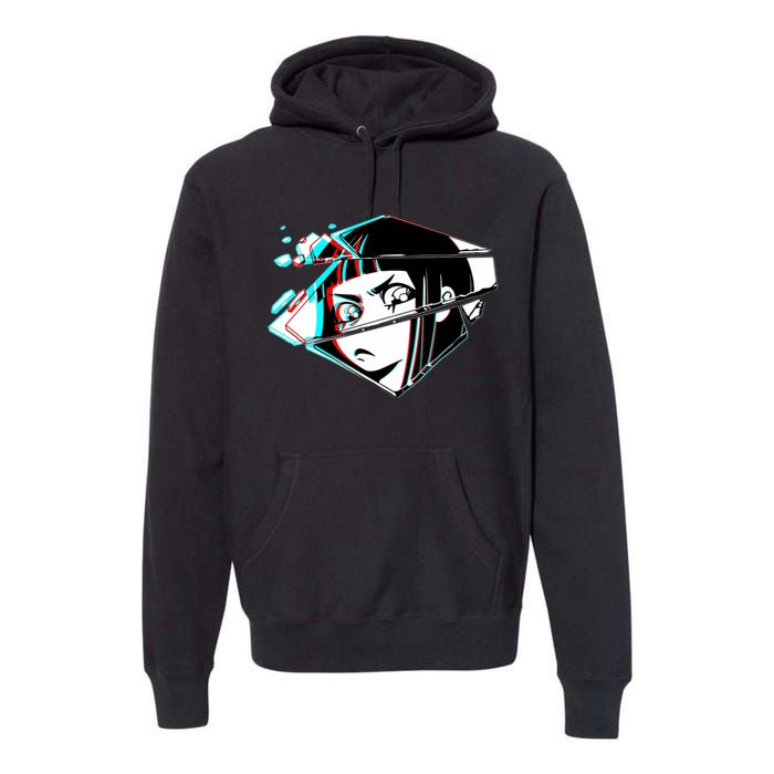 Anime Eyes Broken Glass Premium Hoodie